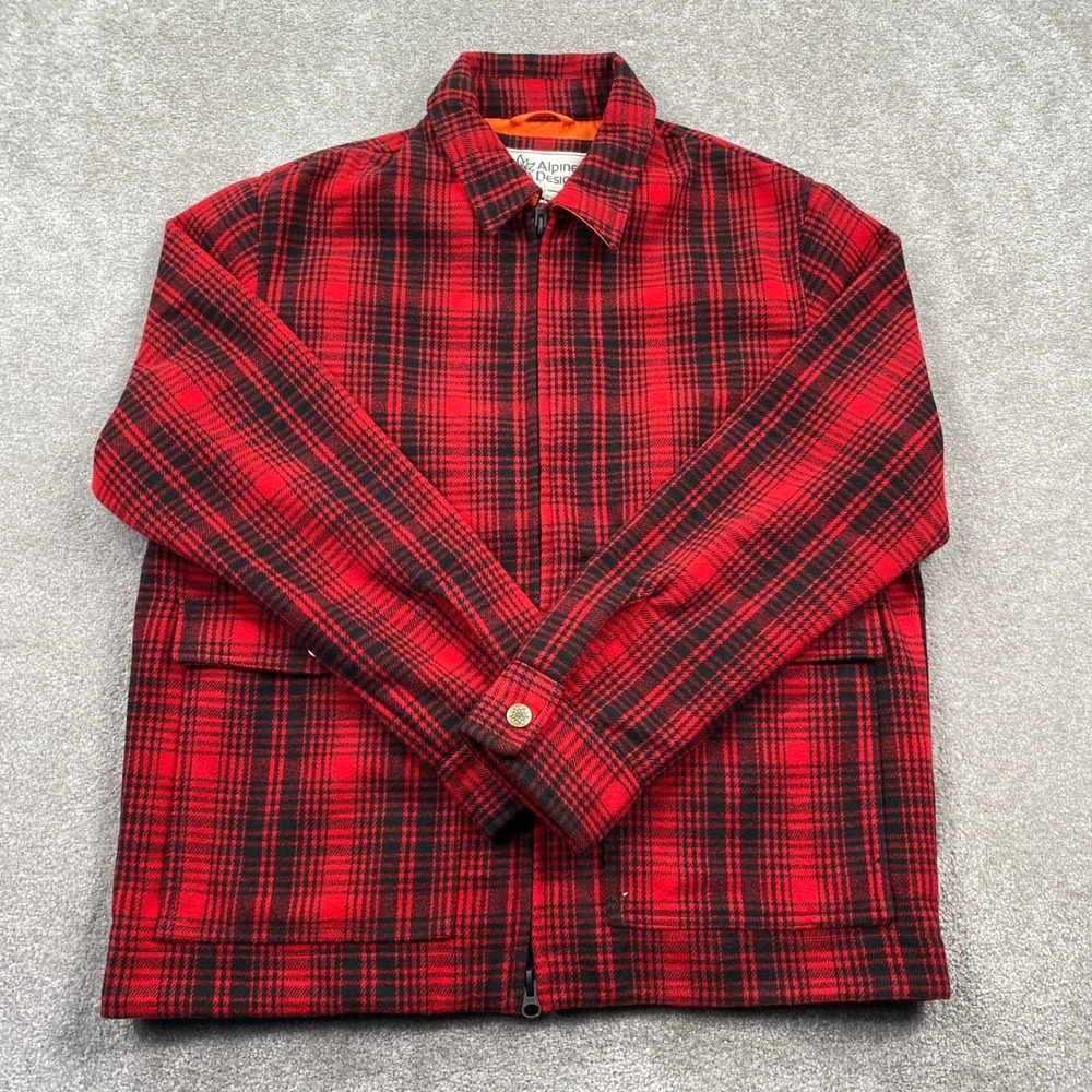 Alpine Design Willard Plaid‎ Full Zip Jacket Mens Size M Red Black ADM06 NWT